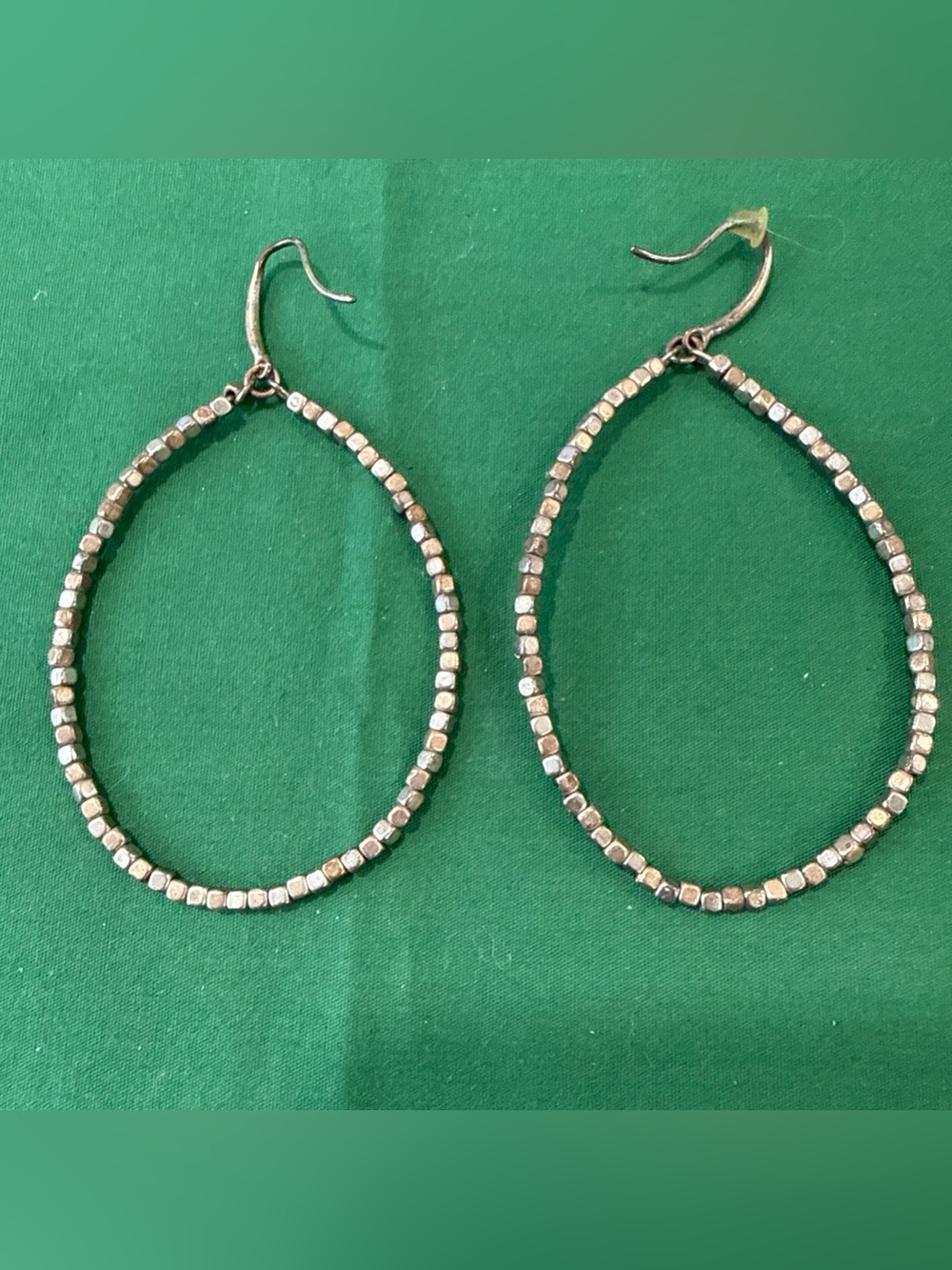 Wire Teardrop Earring W/Silver &Rose Gold Cube Beads. 25F